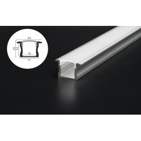 Profilé alu STRIPLINE 17-15 Encastré + Diffuseur opal + Accessoires - 2M
