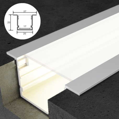 Profilé en aluminium STRIPLINE ENCASTRÉ 20X15mm - 2 mètres