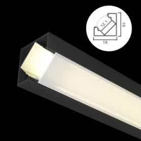 Profilé en aluminium STRIPLINE D'ANGLE 19X19mm - 2 mètres