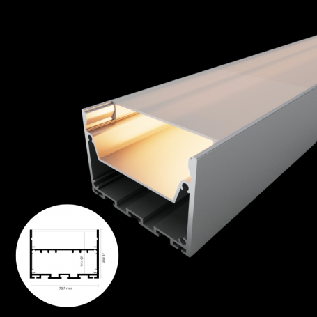 Profilé en aluminium STRIPLINE 76X99mm - 2 mètres
