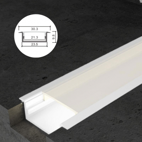 Profilé en aluminium STRIPLINE ENCASTRÉ 30X10mm - 2mètres