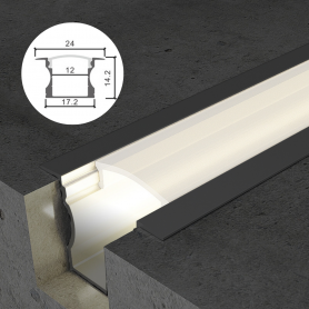 Profilé en aluminium STRIPLINE ENCASTRÉ 14X24mm - 2 mètres