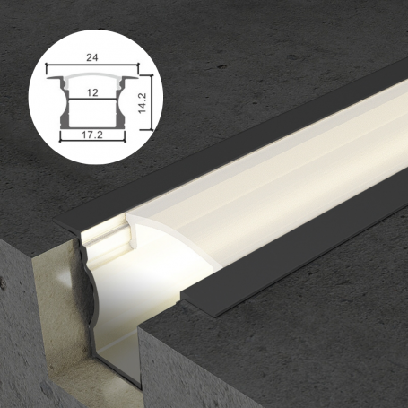 Profilé en aluminium STRIPLINE ENCASTRÉ 14X24mm - 2 mètres