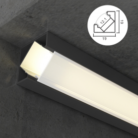 Profilé en aluminium STRIPLINE D'ANGLES 19X19mm - 2 mètres