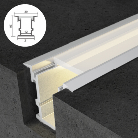 Profilé en aluminium STRIPLINE ENCASTRÉ 21X26mm - 2 mètres