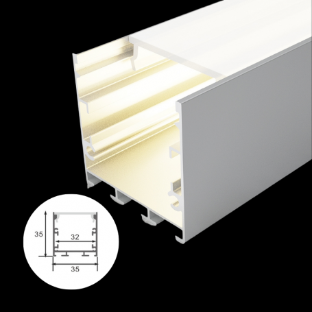 Profilé en aluminium STRIPLINE 35X35mm - 2 mètres