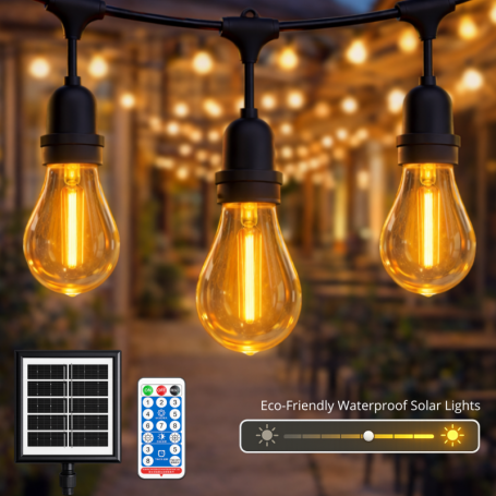 Guirlande Led Solaire extérieure (10 Ampoules E27 incluses) IP65 3W - 3000K