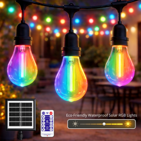 Guirlande Led Solaire extérieure (10 Ampoules E27 incluses) IP65 3W - RGB